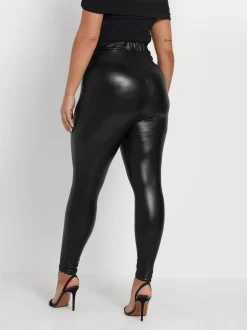 Yours Curve Black Stretch Coated Leggings