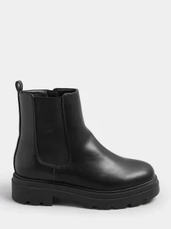 Yours Curve Black Wide Fit Chunky Chelsea Boots Clearance