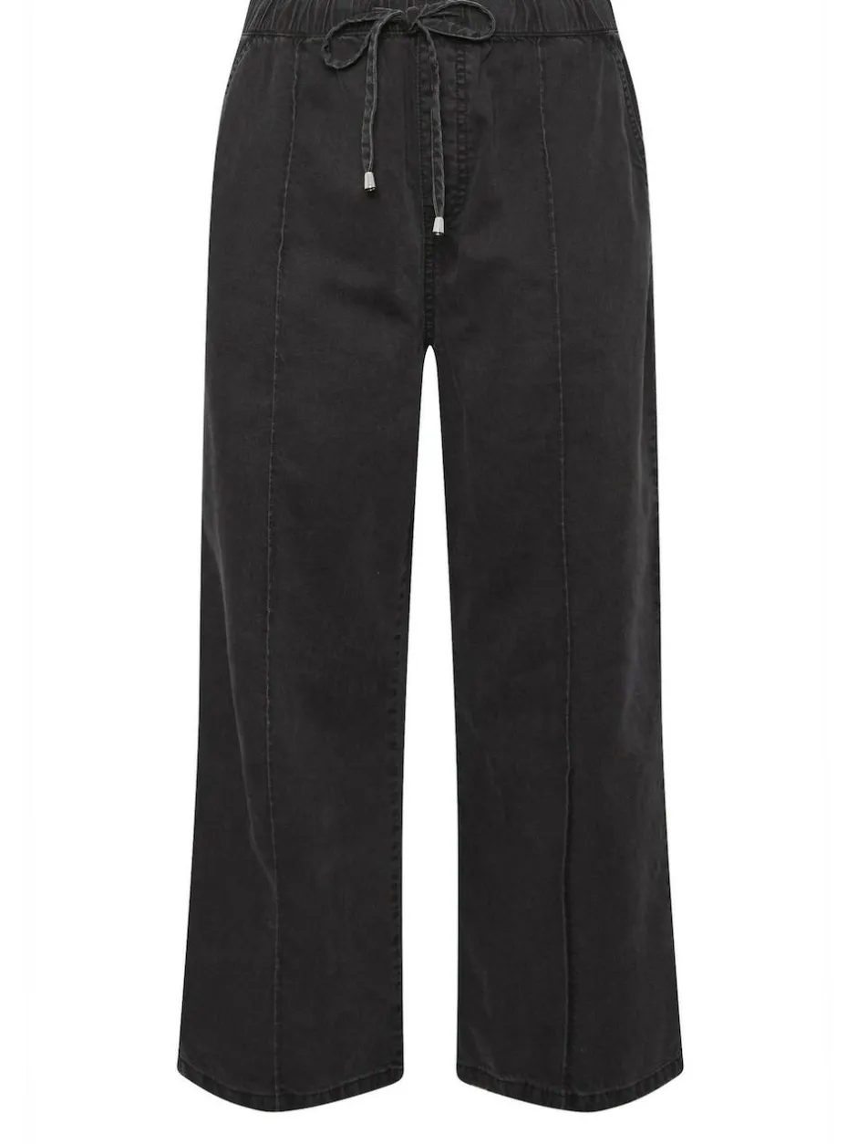 Yours Curve Wide Fit Wide Leg Seam Front Jeans Black Discount