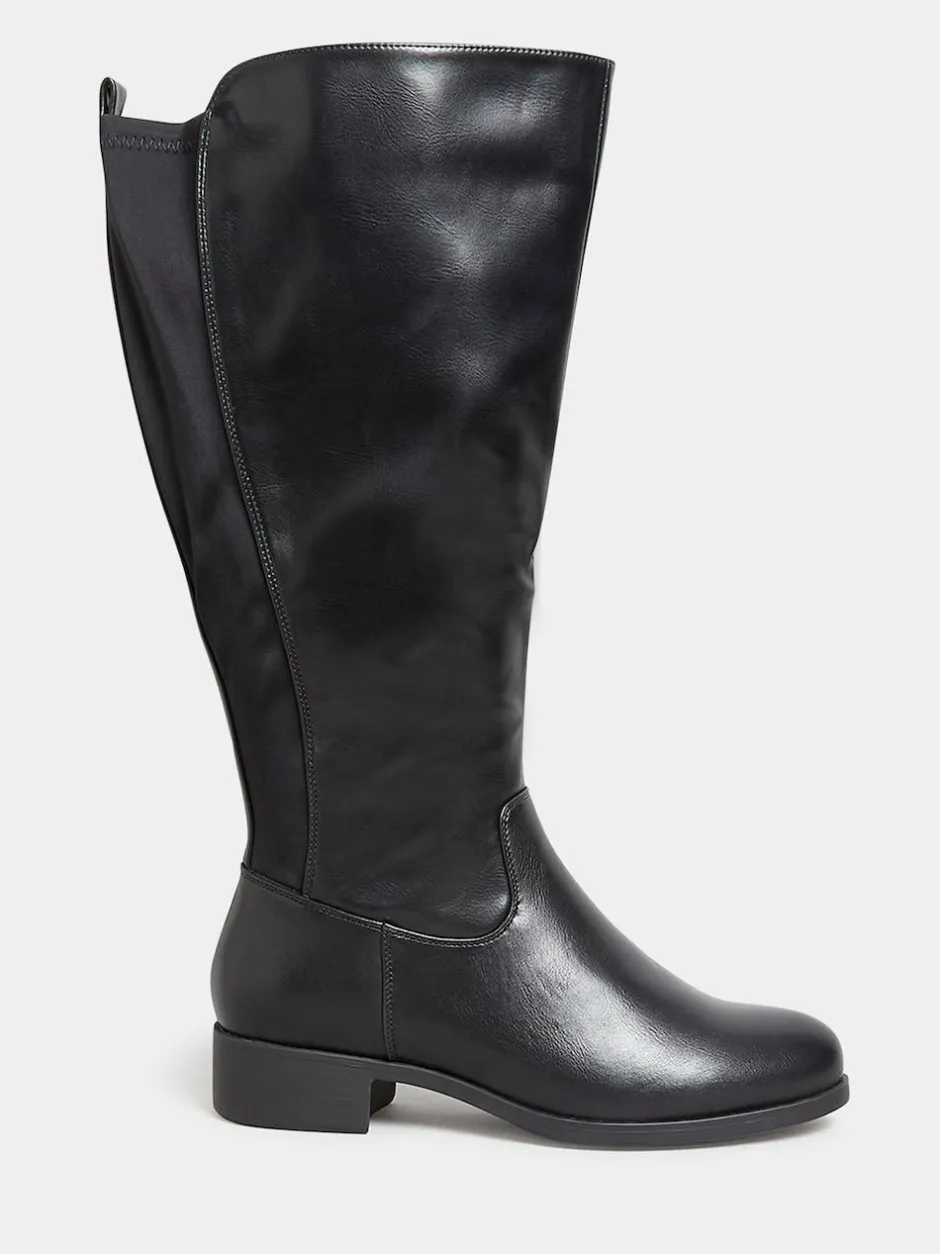 Yours Curve Wide Fit Extra Wide Fit Stretch Knee Boots Black