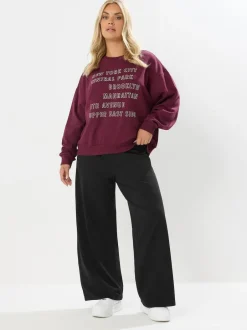 Yours Curve Wide Leg Leggings Black Discount