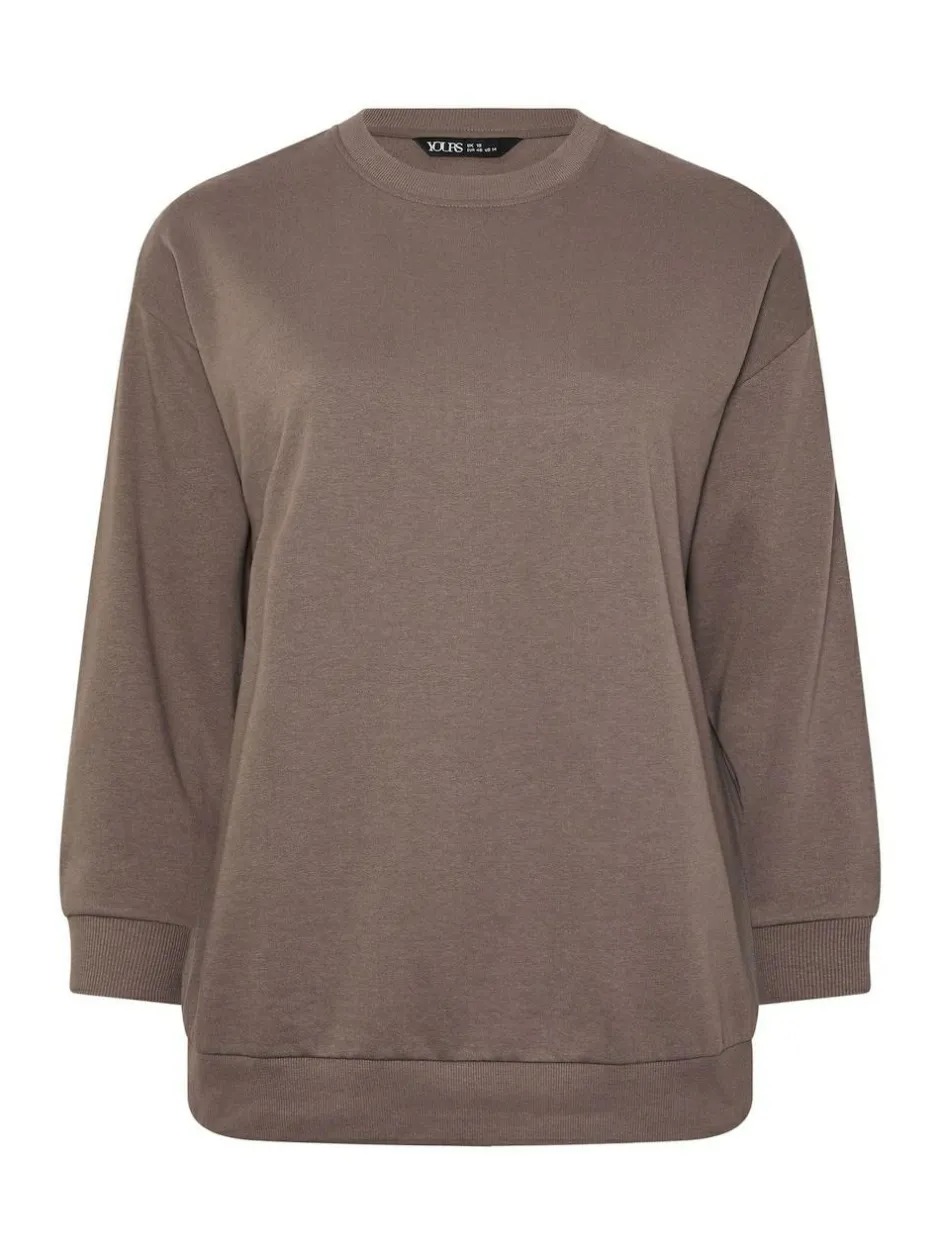 Yours Curve Basic Sweatshirt Brown Best