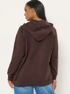 Yours Curve Brown Zip Thru Hoodie Hot
