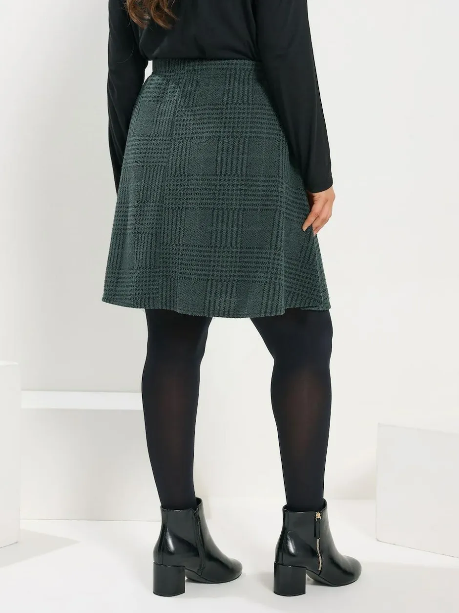 Yours Curve Green Button Front Skirt Hot