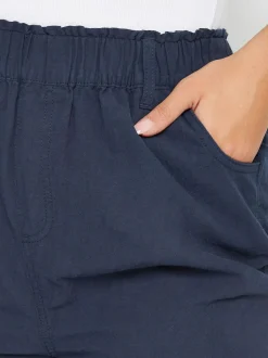 Yours Curve Cool 100% Cotton Shorts Navy Blue Clearance