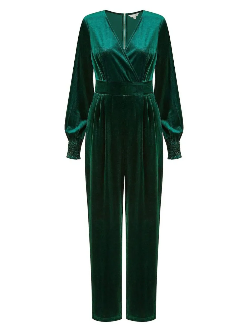 Yumi Green Velvet Long sleeve Jumpsuit Outlet