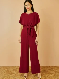 Yumi Red Batwing Stretch Jumpsuit New