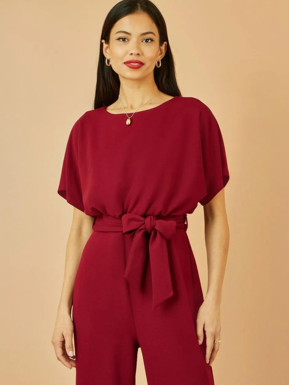 Yumi Red Batwing Stretch Jumpsuit New