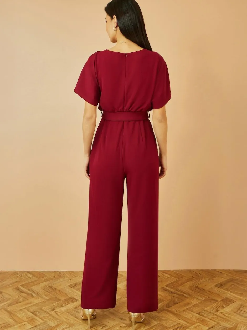 Yumi Red Batwing Stretch Jumpsuit New