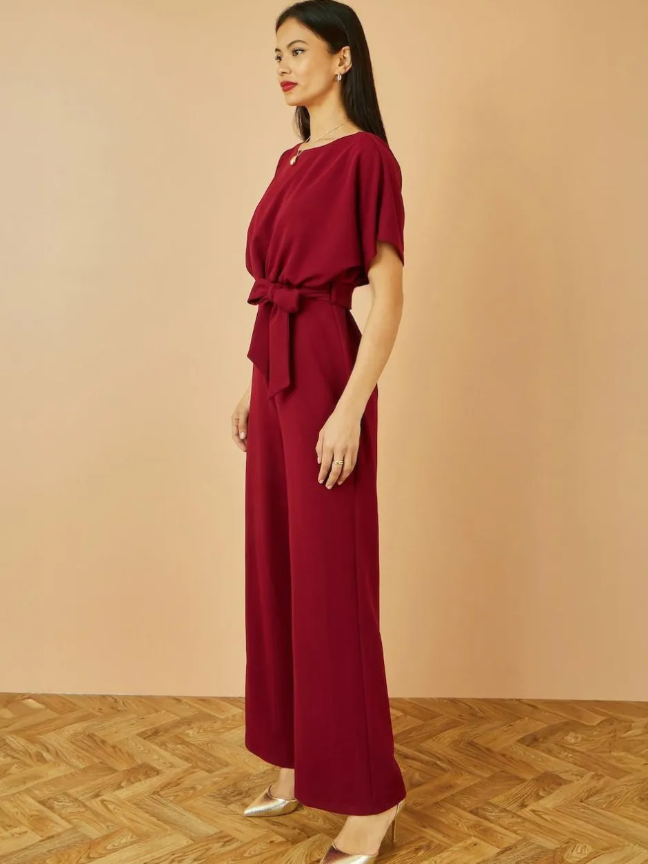 Yumi Red Batwing Stretch Jumpsuit New