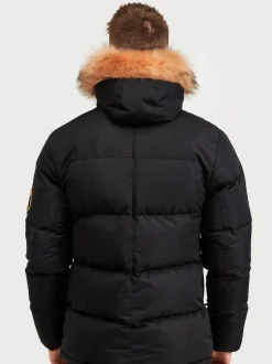 Zavetti Canada Mens Oshawa 2.0 Puffer Parka Jacket with Detachable Faux Fur Black Best