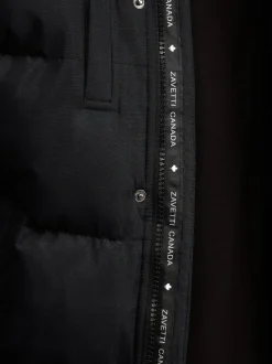 Zavetti Canada Mens Oshawa 2.0 Puffer Parka Jacket with Detachable Faux Fur Black Best
