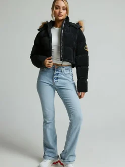 Zavetti Canada Womens Bellucci 2.0 Crop Puffer Black Jacket Clearance